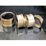 Four hallmarked silver napkin rings total weight approx 73g