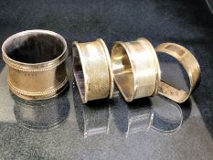 Four hallmarked silver napkin rings total weight approx 73g