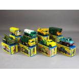 Eight boxed Matchbox Superfast diecast model vehicles: 1 Mercedes Truck, 4 Stake Truck, 13 Dodge