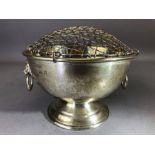 Silver Hallmarked Rose Bowl with Lion head handles approx 16cm in diameter Hallmarked for Birmingham