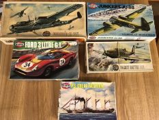 AIRFIX -72 1/72 Scale Model Kits boxed to include: Ships, Cars and Planes etc (5)