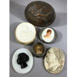 Collection of cameos depicting Cupid and Psyche, Antinous, Caesar, etc along with an interesting
