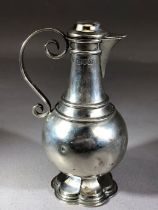 Silver hallmarked jug with silver and cork stopper London 1900 by maker Wakely & Wheeler (James