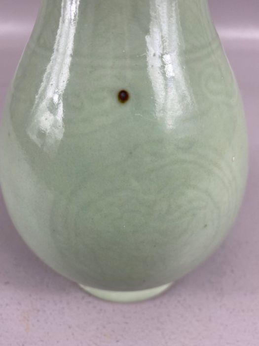 Chinese Caledon double gourd vase with six figure character mark to base approx 22cm tall - Image 12 of 15