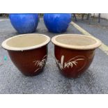 Pair of glazed garden planters