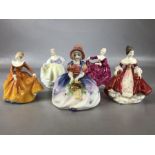 Collection of five Royal Doulton figurines: 'Fair Lady', 'Kirsty', Southern Bel', 'Fragrance' and '