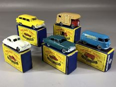 Five boxed Matchbox Series diecast model vehicles: Nos. 31, 32, 33, 34, 35,