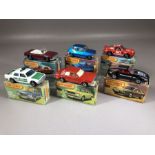 Six boxed Matchbox diecast model vehicles: Superfast 3 Porsche Turbo, 6 Mercedes Tourer, Superfast