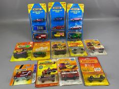 Collection of Matchbox diecast vehicles in retail / blister packs: nine in individual packs and 3