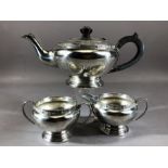 Silver hallmarked tea set comprising teapot (555g) Milk (151g) & a twin handled sugar bowl (166g)
