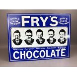 'Fry's Chocolate Five Boys' enamel advertising sign, approx 51cm x 38cm