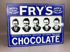 'Fry's Chocolate Five Boys' enamel advertising sign, approx 51cm x 38cm