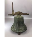 Very Heavy Antique brass bell, the bell approx 25cm in diameter