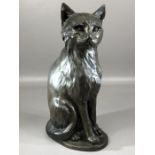 Heavy figure of a seated cat marked 'Sophie Connors'. approx 27cm in height