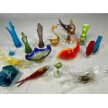 Good collection of Murano glassware, 16 pieces, the tallest approx 30cm tall