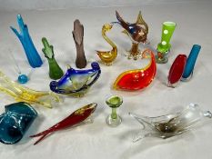 Good collection of Murano glassware, 16 pieces, the tallest approx 30cm tall
