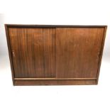 Mid Century Gibbs book shelf with sliding doors, approx 122cm x 38cm x 84cm tall