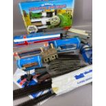 Collection of OO gauge model railway items: track, locomotives, carriages and accessories, to