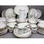 Royal Stafford china part dinner and tea service with pink floral / rose design to include: