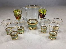 Collection of retro glassware to include water jug and matching glasses
