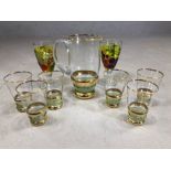 Collection of retro glassware to include water jug and matching glasses