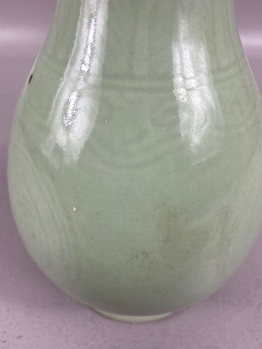 Chinese Caledon double gourd vase with six figure character mark to base approx 22cm tall - Image 11 of 15