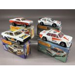 Four boxed Matchbox diecast model vehicles: Superfast 9 Ford RS 2000, 25 Audi Quattro, 74 Orange