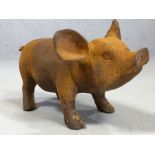 Cast iron decorative pig, approx 38cm in length