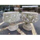 Pair of pedestal garden planters approx 48cm tall