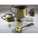 Collection of silver items A/F (6) to include bottles & Salt & a Georgian spoon