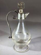 Victorian Silver and glass hallmarked hinged lidded whiskey noggin or small claret jug London 1899