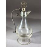 Victorian Silver and glass hallmarked hinged lidded whiskey noggin or small claret jug London 1899