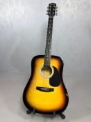 Squire SA-105 acoustic guitar with stand