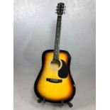 Squire SA-105 acoustic guitar with stand