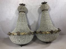 Pair of large Empire style modern chandeliers, approx 115cm in drop