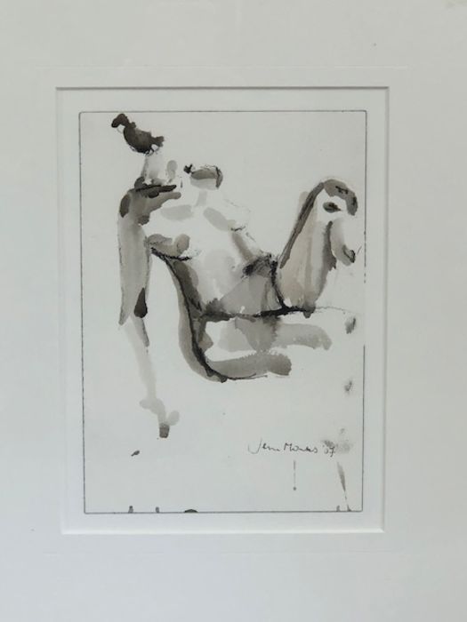 Two framed and signed contemporary figural watercolours by JEN MONKS, the largest approx 49cm x - Image 2 of 6