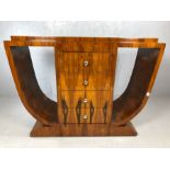 Art Deco style console table with four drawers to centre, approx 120cm x 40cm x 90cm tall