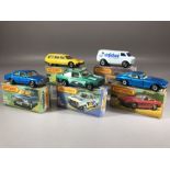 Five boxed Matchbox diecast model vehicles: Superfast 9 Ford RS 2000, 12 Citroen CX, Superfast 56