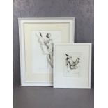 Two framed and signed contemporary figural watercolours by JEN MONKS, the largest approx 49cm x