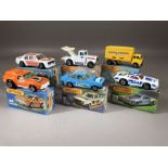 Six boxed Matchbox diecast model vehicles: Superfast 9 Ford RS.2000, 34 Chevy Pro Stocker, Superfast