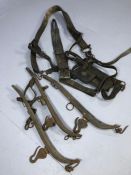 Collection of shire horse leathers and yokes