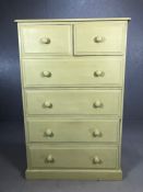 Tall painted pine chest of six drawers, approx 92cm x 45cm x 142cm tall