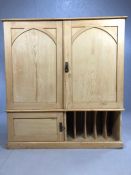 Antique pine cupboard with shelves over and cupboard and storage space below, approx 120cm x 43cm