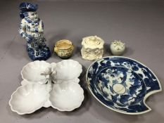 Collection of antique ceramics to include large Delft Toby Jug, signed HK to base, a ceramic