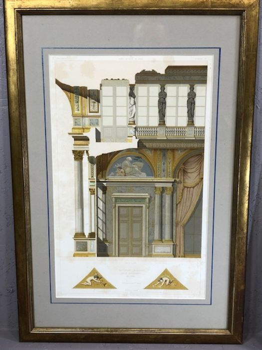 Pair of framed architectural drawings of the 'Hotel de Ville De Paris', each approx 33cm x 52cm - Bild 3 aus 5