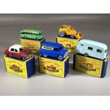 Five boxed Matchbox Series diecast model vehicles: Nos. 21, 22, 23, 24, 25