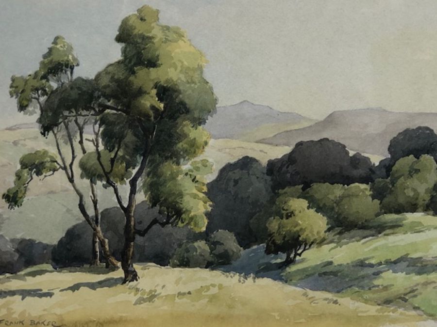 FRANK BAKER (1873-1941), three framed watercolours of landscapes, signed and inscribed, the - Image 6 of 10