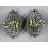 Pair of small brass finish modern chandeliers, approx 40cm in drop