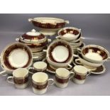 Collection or Crown Ducal red and gilt dinner ware