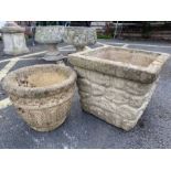 Two concrete garden planters